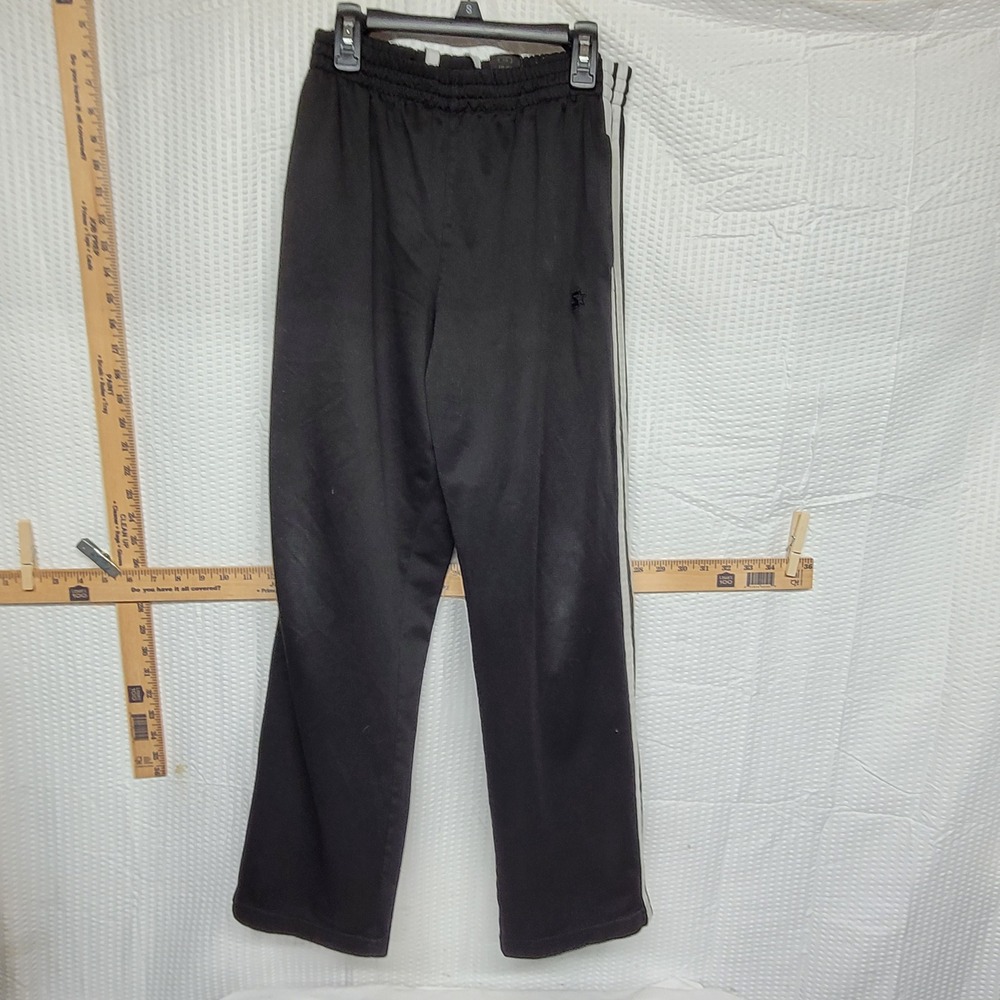 Starter Boys Black Track Pants White Side Stripe XL 14-16 Athletic Joggers